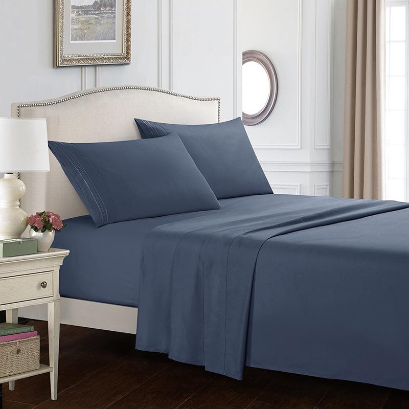 Weiou Embroidered Solid Color Four-Piece Bedding Set