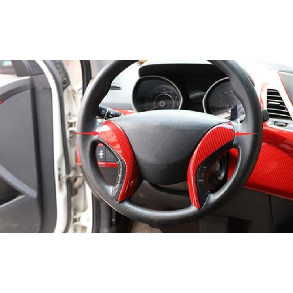 For Hyundai Elantra 2011-2016 Red Carbon Fiber Steering Wheel Button Frame Trim