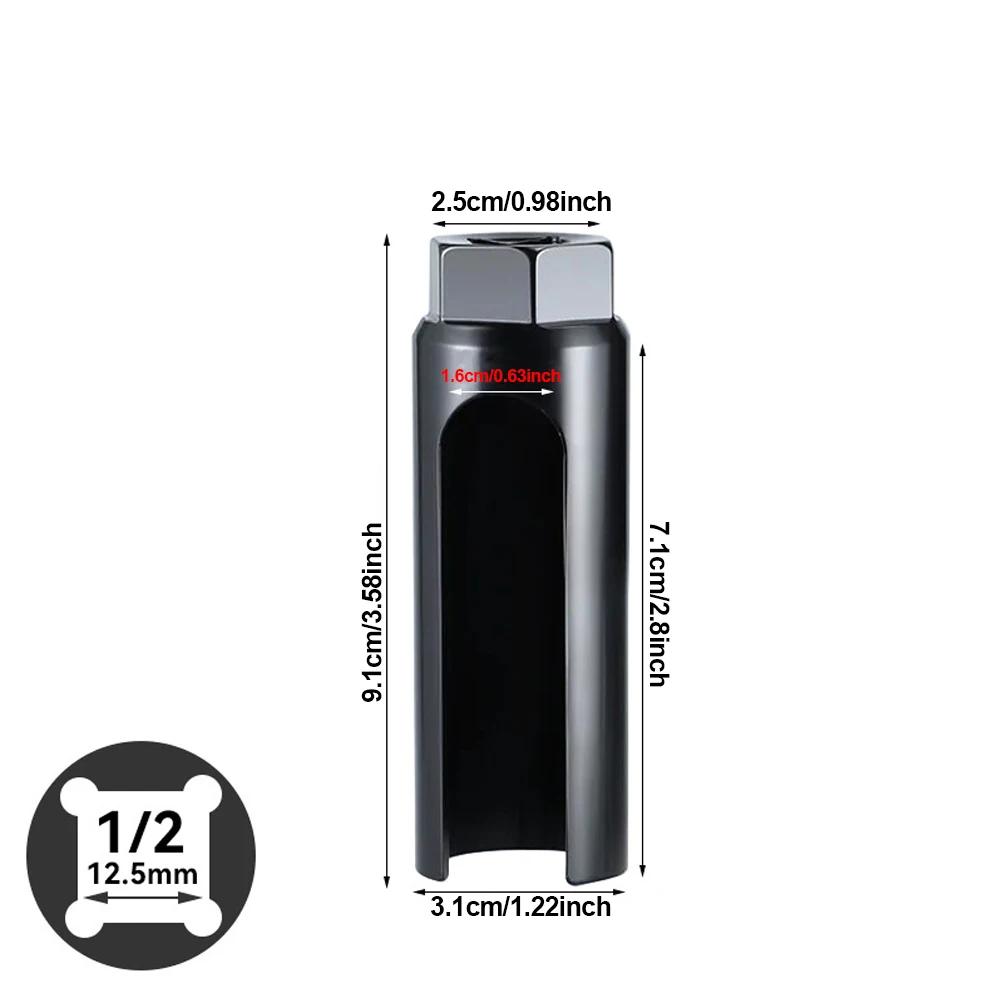 22mm kyslíková kyslíková vakuová lambda sonda, demontážní objímka, černá, úzká ústí, sada autonářadí, 1/2" pohon, 8mm drážka, CR-V ocel