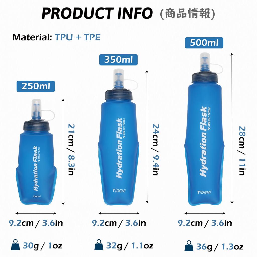 TRIWONDER Soft Flask Running Hiking Water Foldable Water Bottle with Dustproof Trail Soft Water Bottles Pack of Bottle, Bottle, Hydration, Cap,