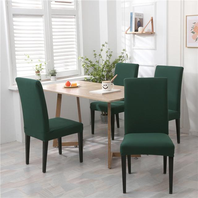1 /2 /4 /6pcs Solid Color Chair Cover Elastic Slipcovers Chair Covers For Kitchen Dining Room Wedding Banquet Home Spandex Stretch