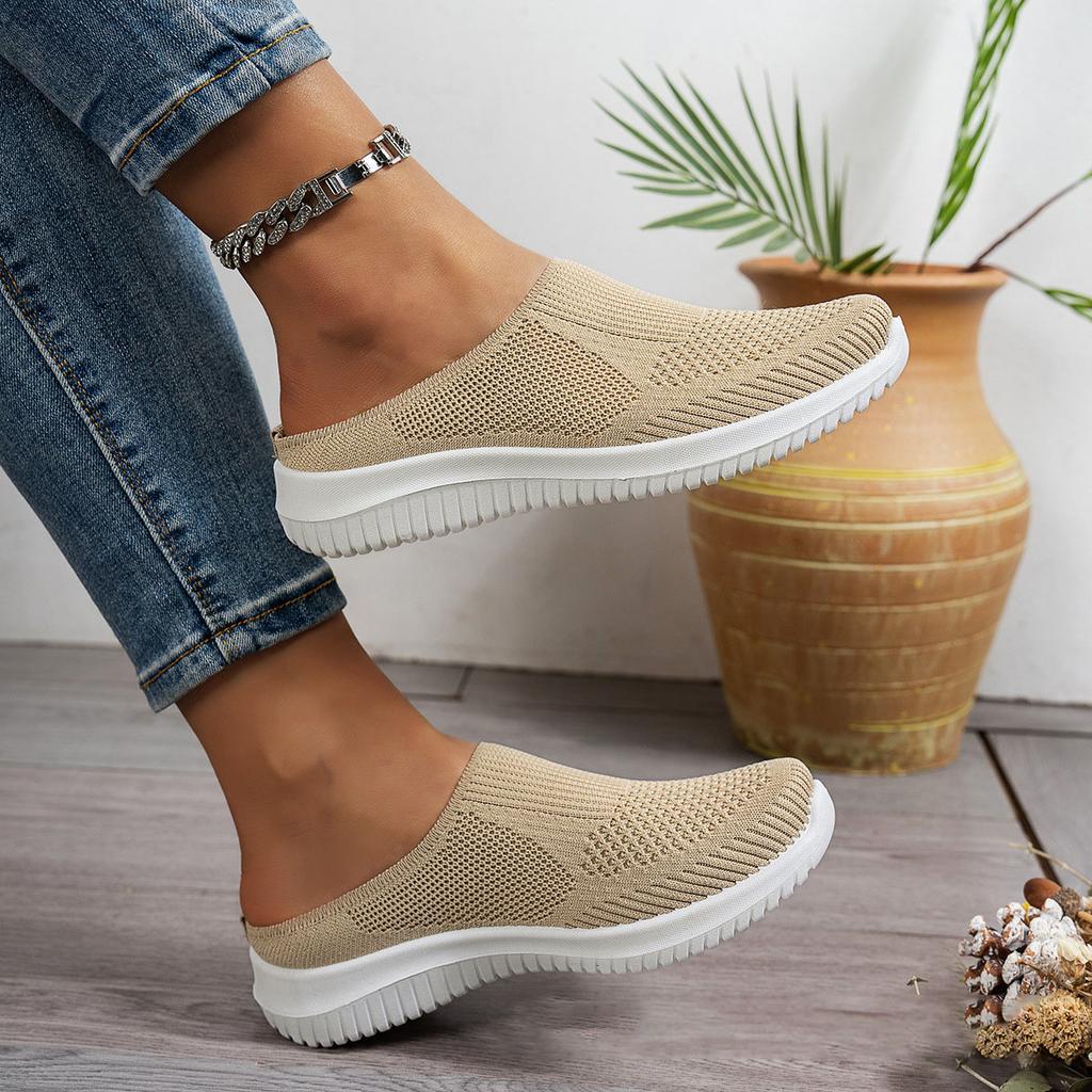 Women's Baotou Half Slippers Summer Breathable Mesh Slippers Lightweight Walking Flats Women Casual Sport Slippers Women Slides