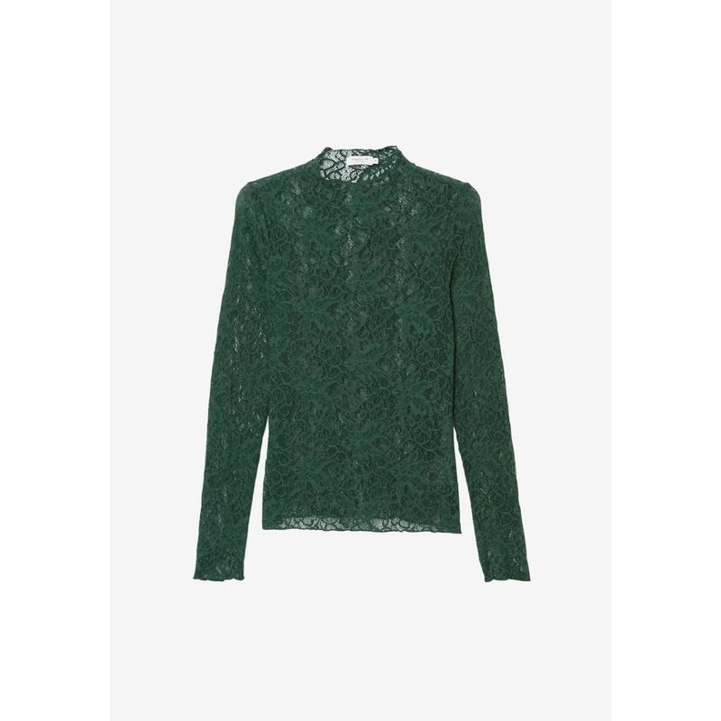 

Шведский Stockh LM Дизайн с маленьким воротником-стойкой Мягкое эластичное кружево Длинный рукав Без подкладки Накидка Топ Green without lining L