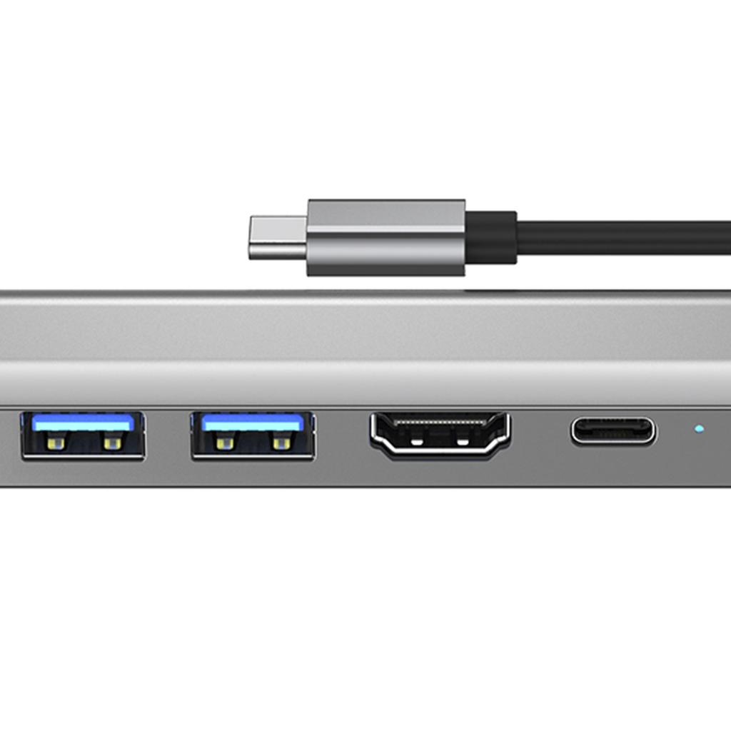 5 In 1 TYPE-C To USB3.0*1+USB2.0*1+PD100W/USB-C Data+HDMI+100M Network Card PC
