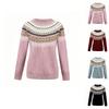 Damen Rundhals Pullover Retro Stricktop