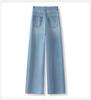 Women's Tencel Wide-Leg High-Waisted Jeans, Slimming Drape with Embroidery, Plus Size, Casual Straight Leg Pants for Spring/Summer 2026