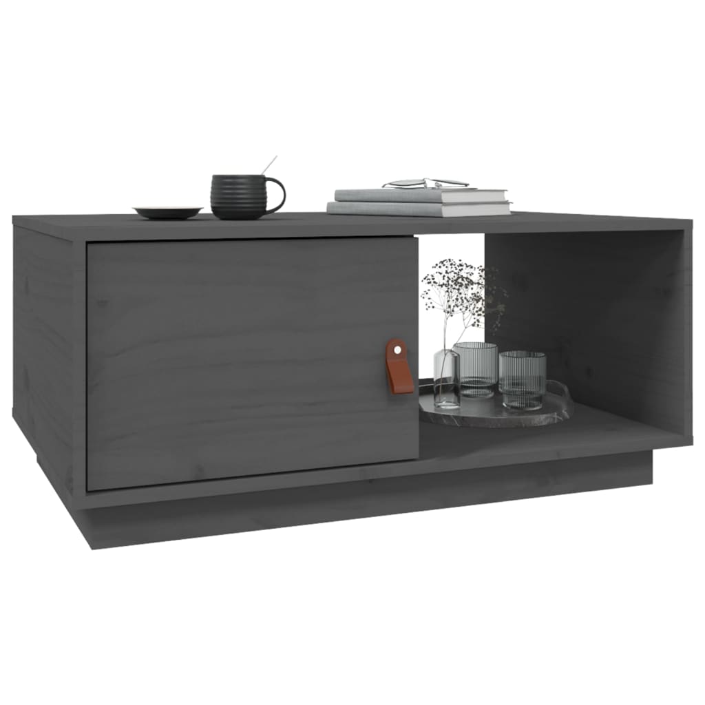 Vidaxl Stolik Kawowy, Szary, 80X50X35,5 Cm, Lite Drewno Sosnowe