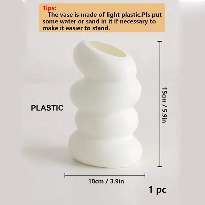 1 STK Plast Spiral Hvit Vase Nordic Creative Blomsterarrangement Beholder For Kjøkken Stue Soverom Hjem Dekorasjon Ornament