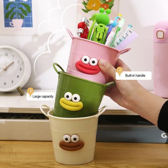 Cartoon Pen Holder Large Capacity Storage Bucket for Pens Pencils Markers Crayons Desktop Storage Box Organizer for Home Office