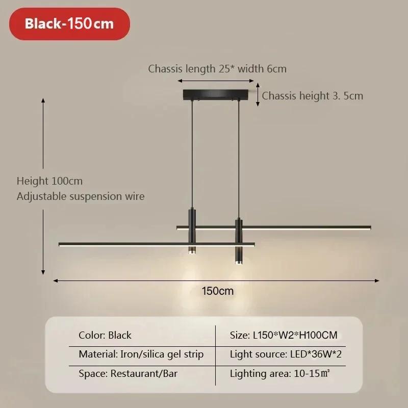 Modern Led Pendant Light 120cm 150cm Long Strip Dining Table Lamp Suspension Chandelier For Living Dining Room Lighting Fixture