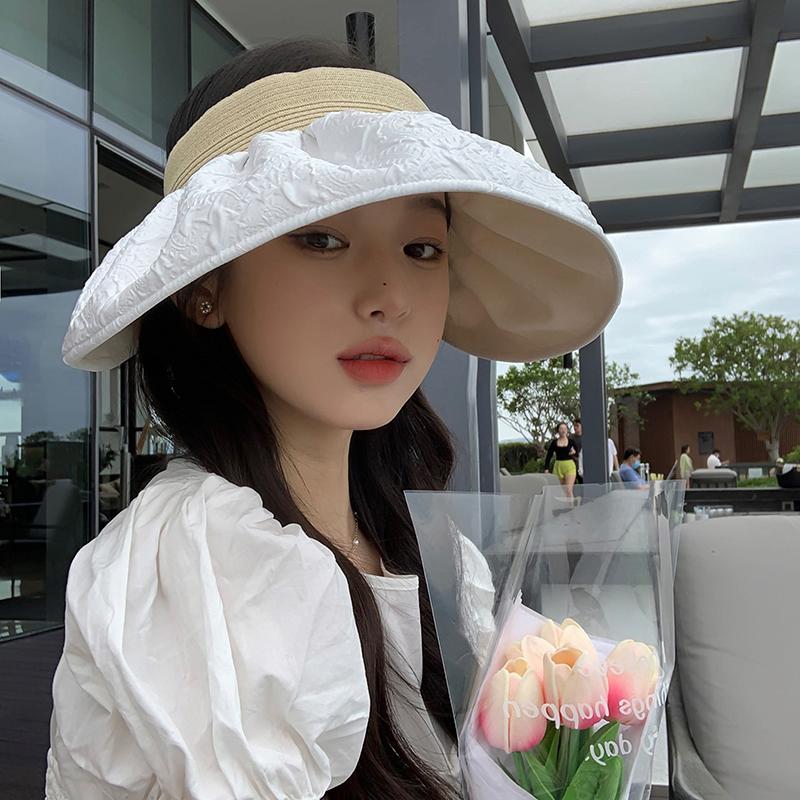 Summer Travel Sunshade Sunblock Hat Large Eaves Anti-Uv Temperament All Empty Top Hat Tidal Sun Hat Children'S Straw Hat