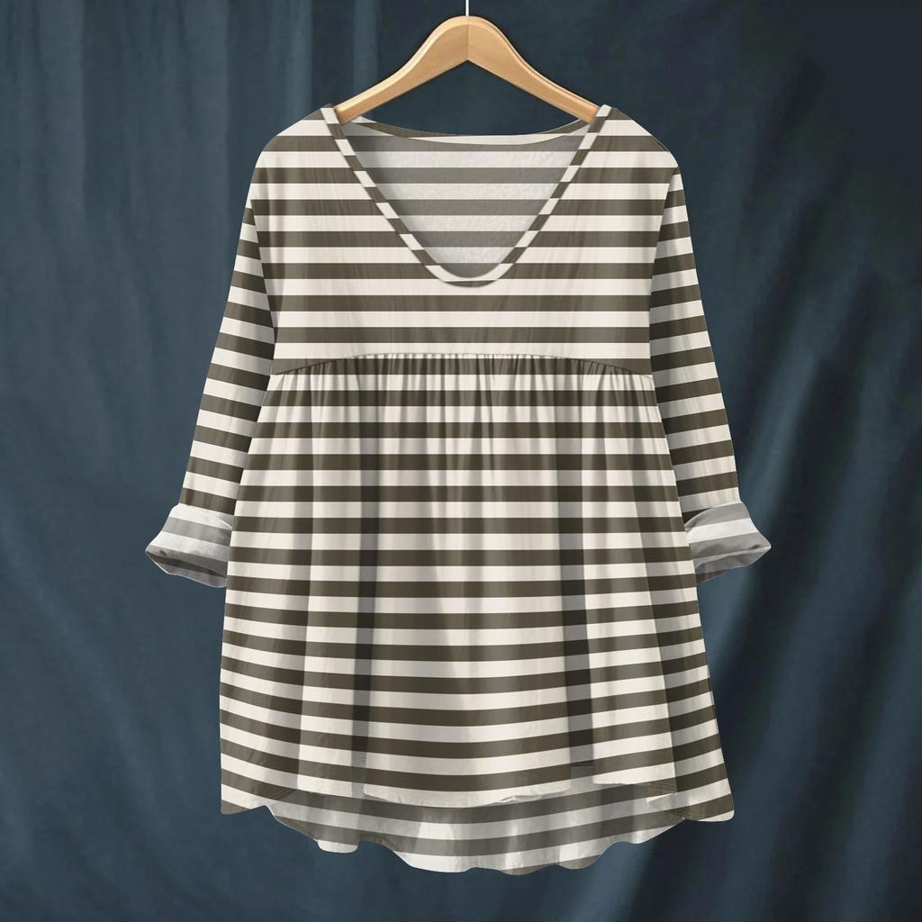 Women's Fashionable And Casual Shirt Long-sleeved V-neck Print Cotton And Linen Blouse