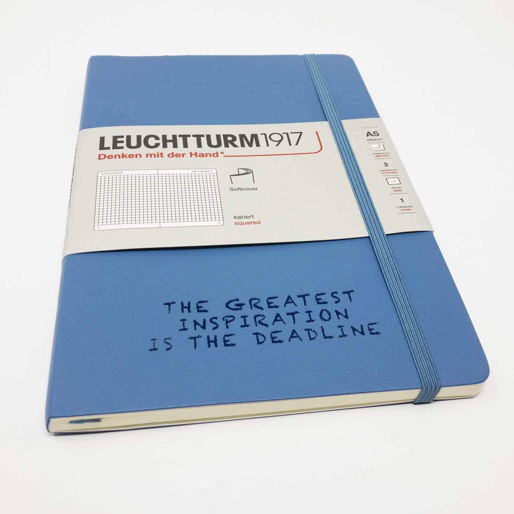Leuchtturm A5 Horizontal Soft Officially Imported Notebook, Ruled, Cover, Denim, 361569,