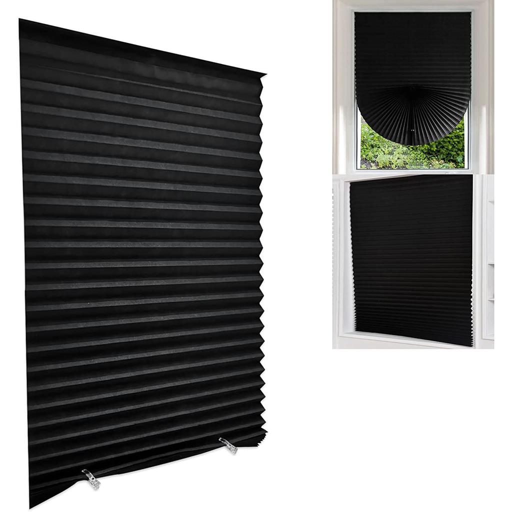 Blind for Window Self Adhesive Pleated Blinds Cordless No Drill Fabric Blinds Room Darkening Shades Blackout Shades for Bathroom