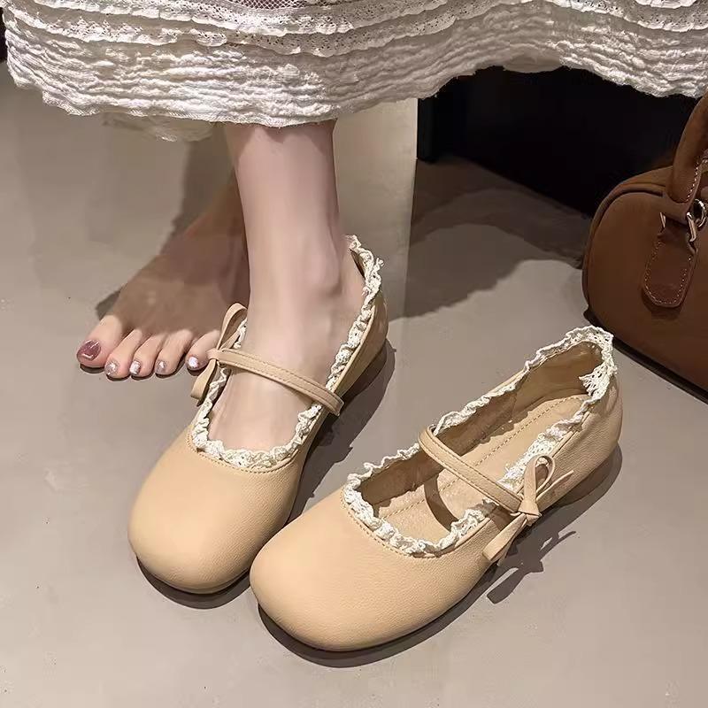 2025 spring and summer new French low-heeled Mary Jane single shoes women's skirt evening shoes shallow mouth Lolita small leather shoes