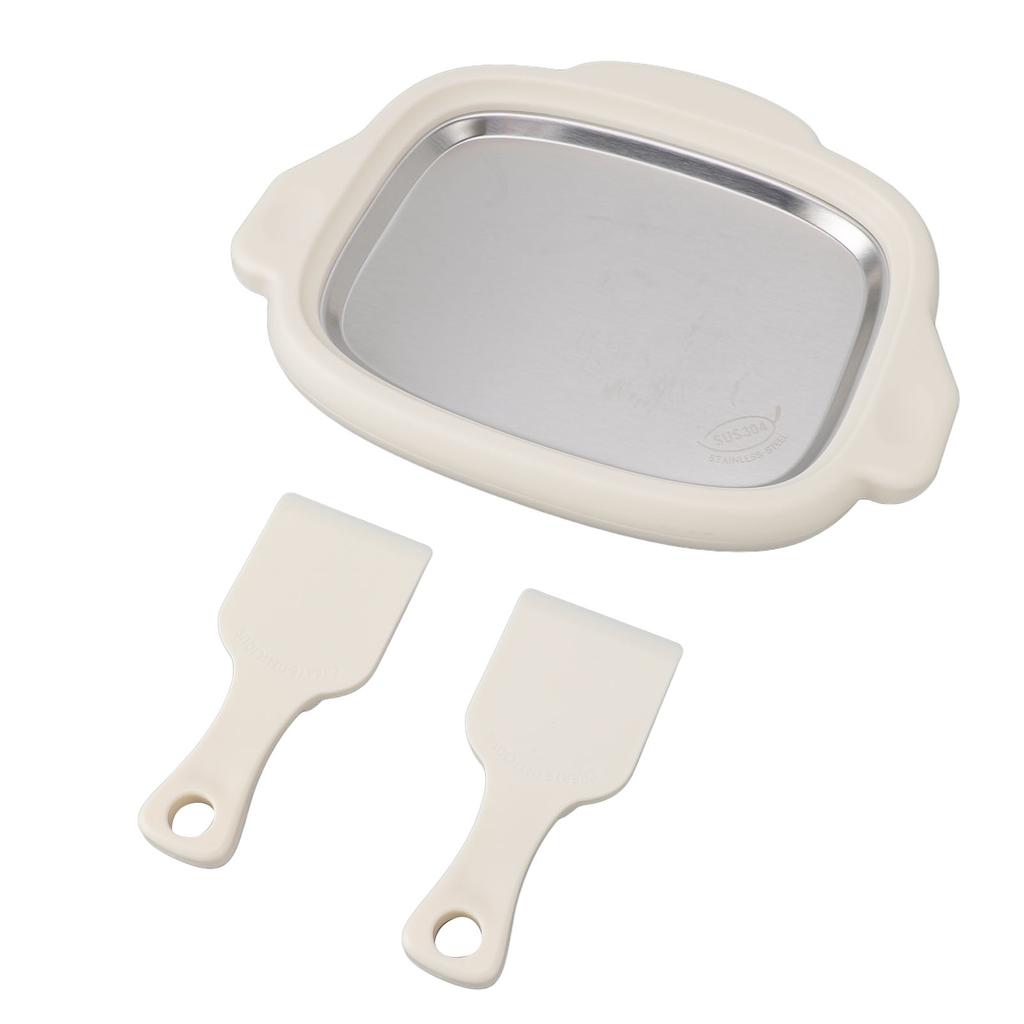 Ice Stir Frying Machine with 2 Shovels 304 Stainless Steel Plate Rolled Ice Cream Maker Fried Yogurt Machine for Home