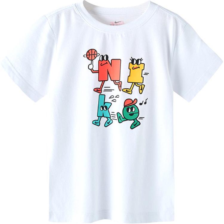 

Nike Printed Round Neck Short Sleeve T-Shirt Kids tops White DJ6294-100 S