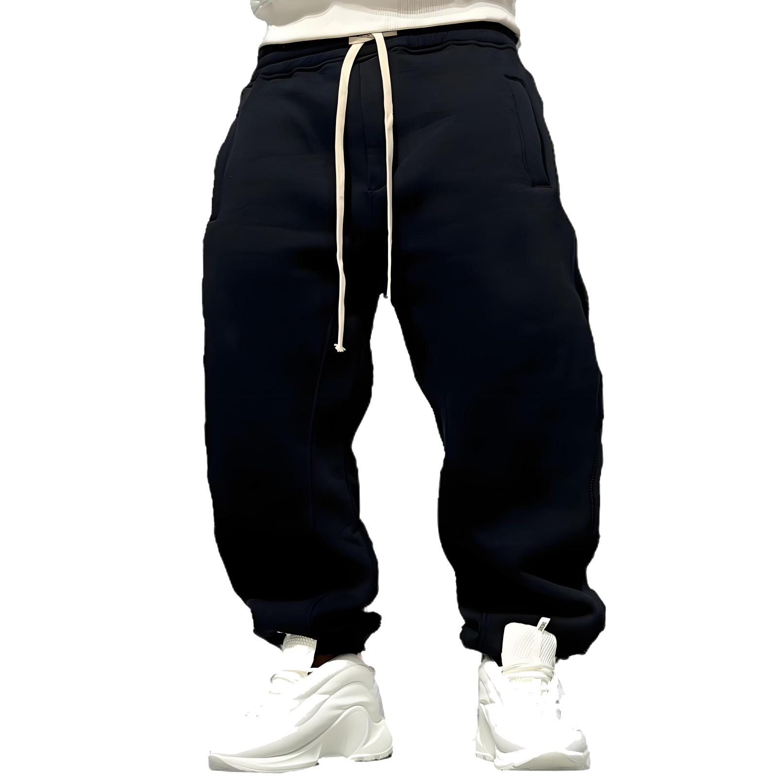 

Мужские цветные утепленные флисовые спортивные брюки и мужские повседневные зауженные длинные брюки XL чёрный