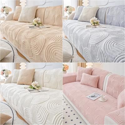 1PC Thicken Plush Sofa Cover Solid Color Sofa Mat Towel Winter Warm Couch Slipcover Pad for Living Room Furniture Protection
