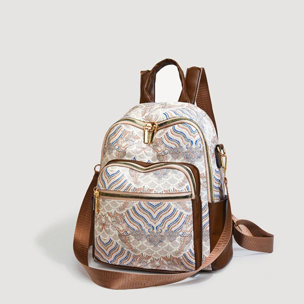 Top Handle Ethnic Style Shoulder Bag Pu Mini Travel Backpack Japanese Women Casual Backpack  Women