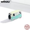 WOSTU Colorful Car Charm 925 Sterling Silver Pumpkin Car Bead Bicycle Zirconia Enamel Pendant Fit Original Bracelet DIY Jewelry