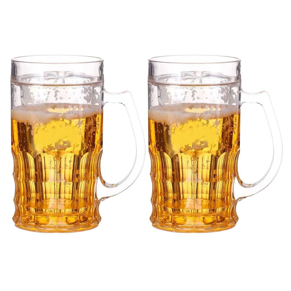 400ml Creative Cool Double Beer Glass Mezzanine Summer Fake Thickened Cup With Handgrip Transparent Beer Mugs Trick Props