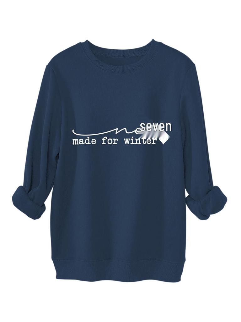 Women's Winter Unfit Simple Loose Fleece-Lined Pullover Hoodie