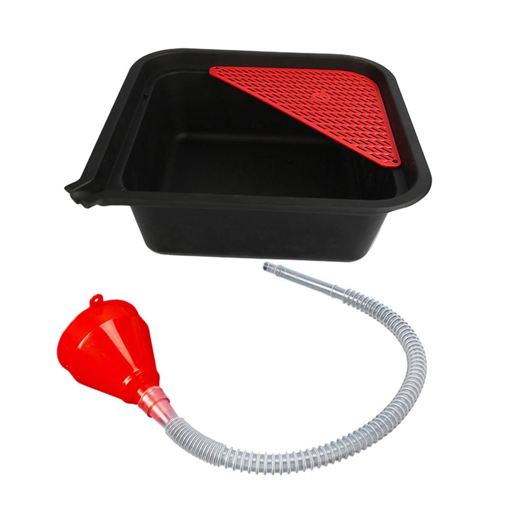 Car Oil Drain Pan Waste Oil Collection Tray Easy to Clean 9L Versatile Filter Screen with Funnel Container for Repairing