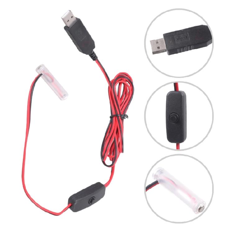 1m/2m Length USB 5V To 4.5V Battery Eliminators Including Switches Function for Electronic Appliances LED Light