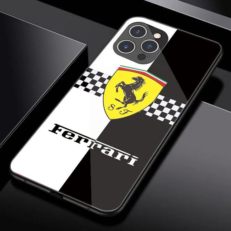 Závodní tvrzené sklo pro telefon pro Ferrari 458 488 599 612 FF F12 Pro iPhone 11 12 13 14 15 16 17Pro X XR XS Max Mini 7 8 Plus