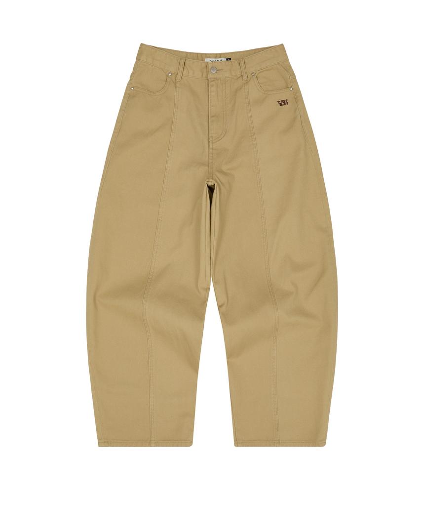WAIKEI Curved Cut Cotton Pants Beige