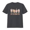Life Is Boba Ful T Shirt For Women Cute Pearl Milk Tea Pattern Casual Funny Tops Lover GifT vintage Washed Versatile