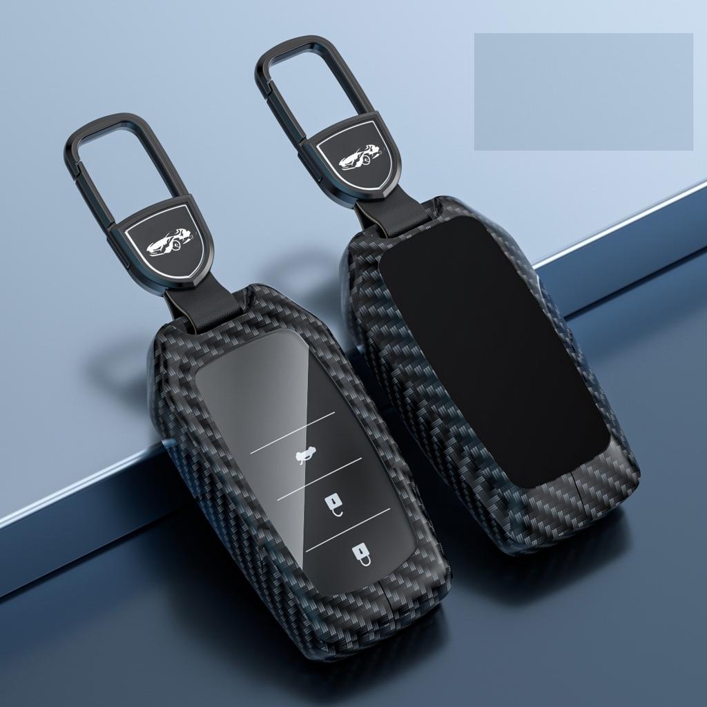 Carbon Fiber Alloy Car Remote Key Fob Case Key Cover For Toyota Chr Hilux Fortuner Land Cruiser 200 Camry Corolla Crown Rav4