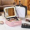 Rechargeable LED Makeup Bag with Mirror - Portable Travel Cosmetic Organizer