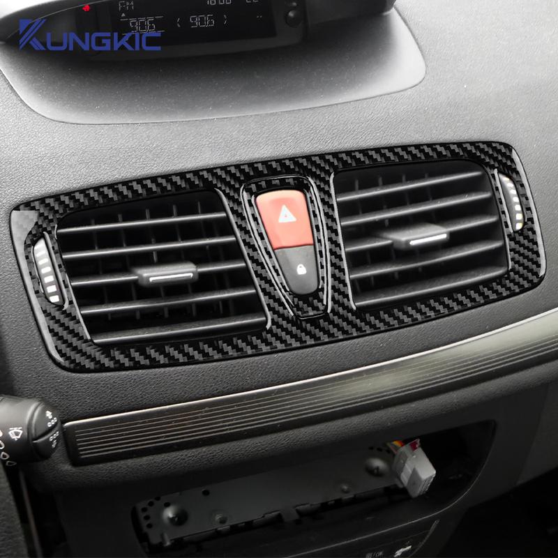 Real Soft Carbon Fiber For Renault Megane RS 2009 2010 2011 2012 2013 2014 LHD RHD Car Center Console Air Outlet Trim Sticker