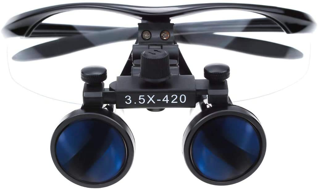 

EUSTOMA Збільшувальна бінокулярна лупа з робочою відстанню 420 мм, регульована міжзінична відстань для та лабораторного використання, 3,5x окуляри, відстань, відстань, чорний