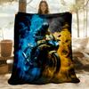 1pc Motorcycle Rider Flannel Blanket, Comfortable and Warm Blanket, for Camping Sofa Bed and Couch Office035