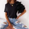 T-shirt da donna 2026 Estate Manica Corta con Volant Girocollo Semplice ed Elegante