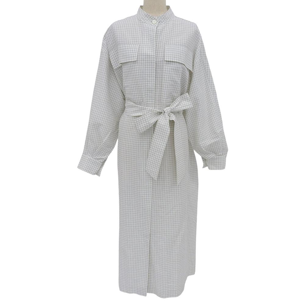 HOUSE OF LOTUS Linen monotone check coat dress, women's, white, size M, stainless steel dress M whiteUsed