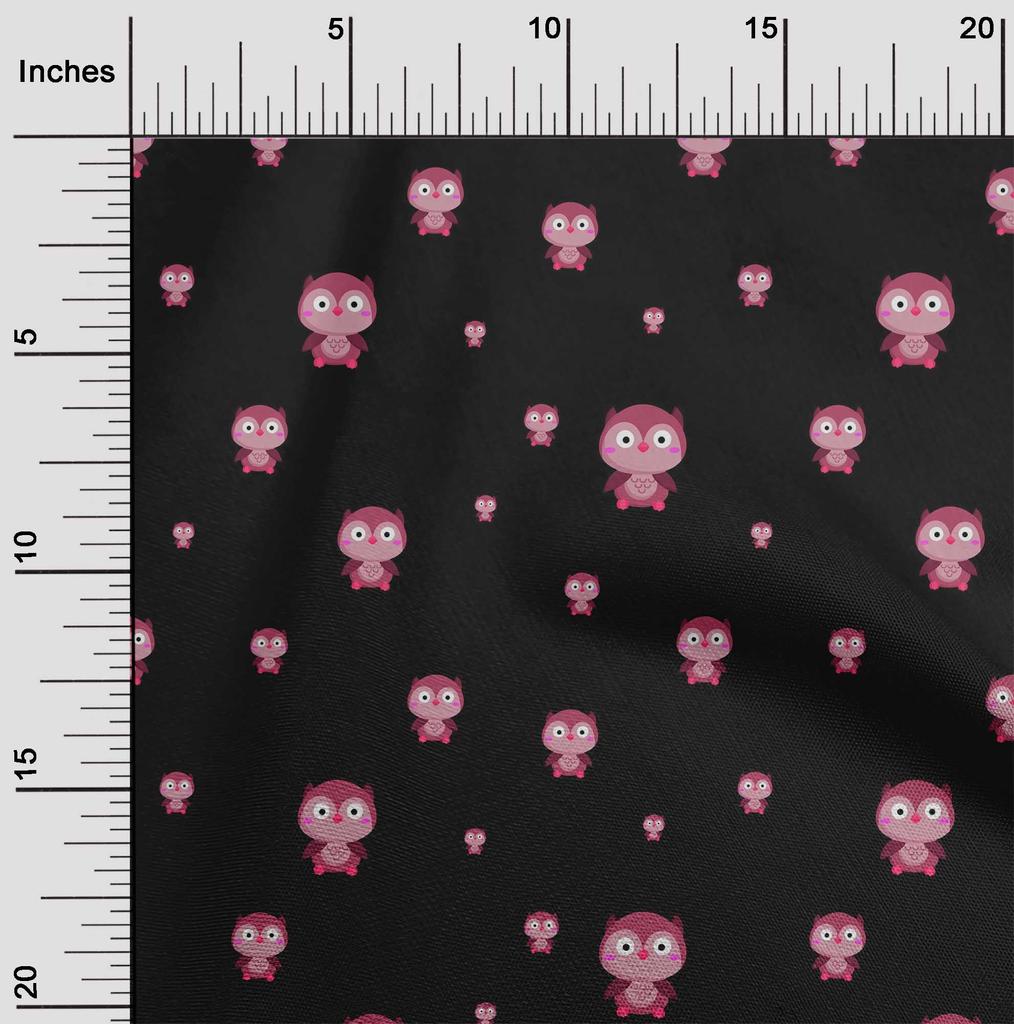 oneOone Cotton Flex Fabric Dot & Cartoon Owl Bird Print Fabric by The Yard 40 Inch