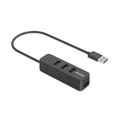 Buffalo mit Magnet BSH4U325U3BK USB-A 3.2Gen1 Busgespeister 4-Port-Hub, schwarz, Top-Insertion-Modell, [Windows/Mac-kompatibel]