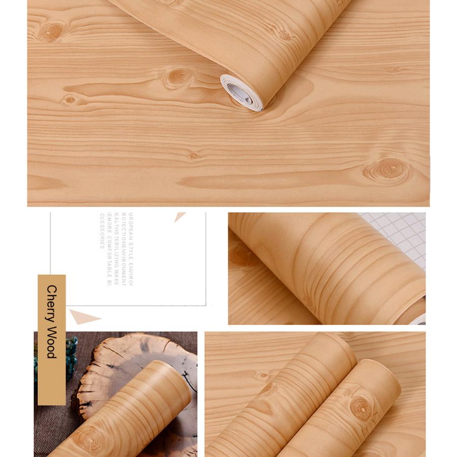Wood Pattern Stickers Self-Adhesive Wallpaper Waterproof Background Wall Kitchen Cabinets Table Old Furniture Refurbished Film