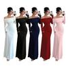 Women Off Shoulder Bodycon Maxi Dress Formal Long Sleeve Evening Gown Ruched Club Party