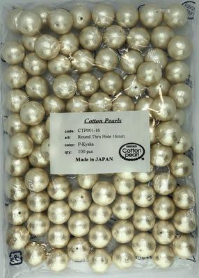 Bavlna Perla 16mm Kiska 100 Kusů Dvojitý Otvor Vyrobeno v Japonsku Velký Sáček Korálky (Kiska)