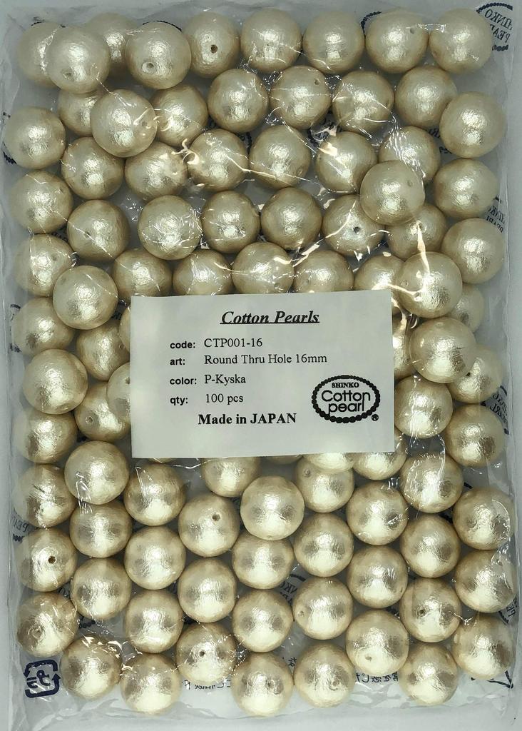 Cotton Pearl 16mm Kiska 100 Pieces Double Hole Made In Japan Large Bag Beads (Kiska)