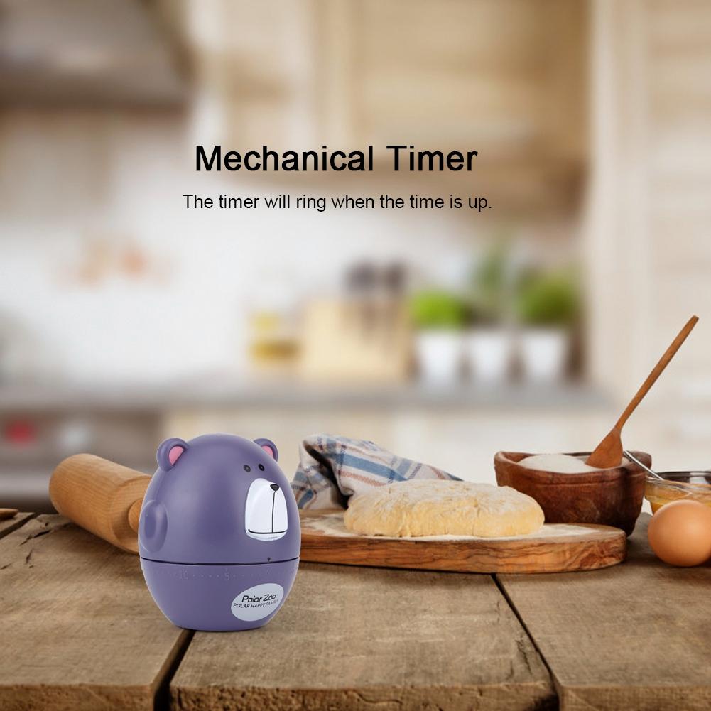 Portable Cute Cartoon Animal Bear Shape Kitchen Cooking Mechanical Timer Alarm