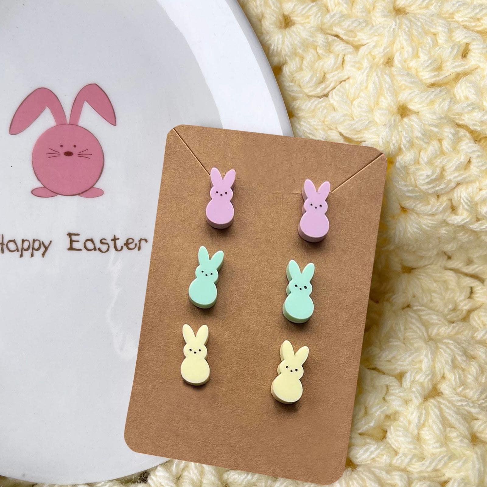 

3 шт. серьги с пасхальным кроликом, весенние серьги, акриловый пасхальный подарок, весенние украшения, серьги с кроликом One Size