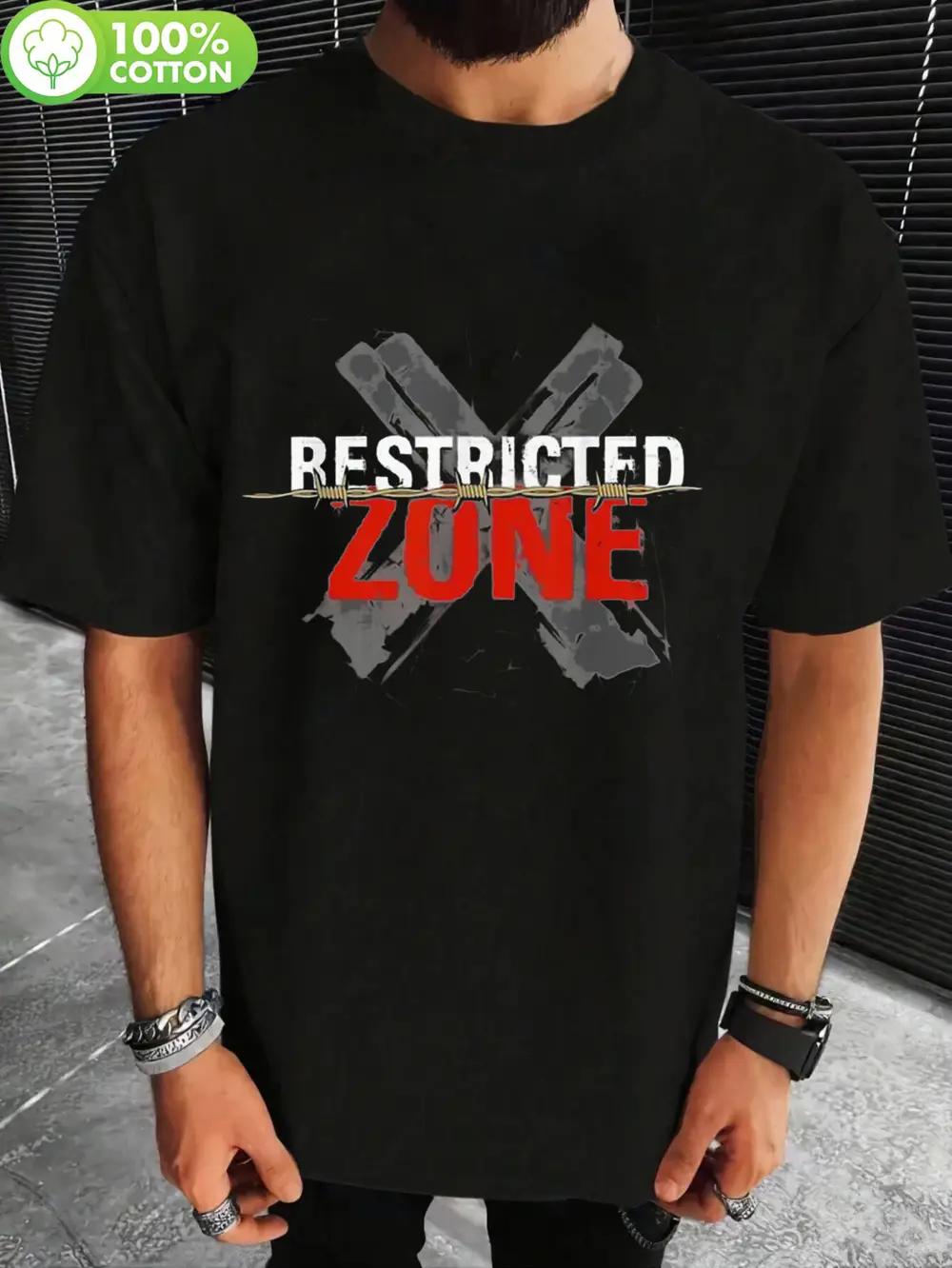 

Bold Urban Graffiti Graphic T-shirt - 100% Cotton Loose Fit Casual Tee with Restricted Zone Print XL