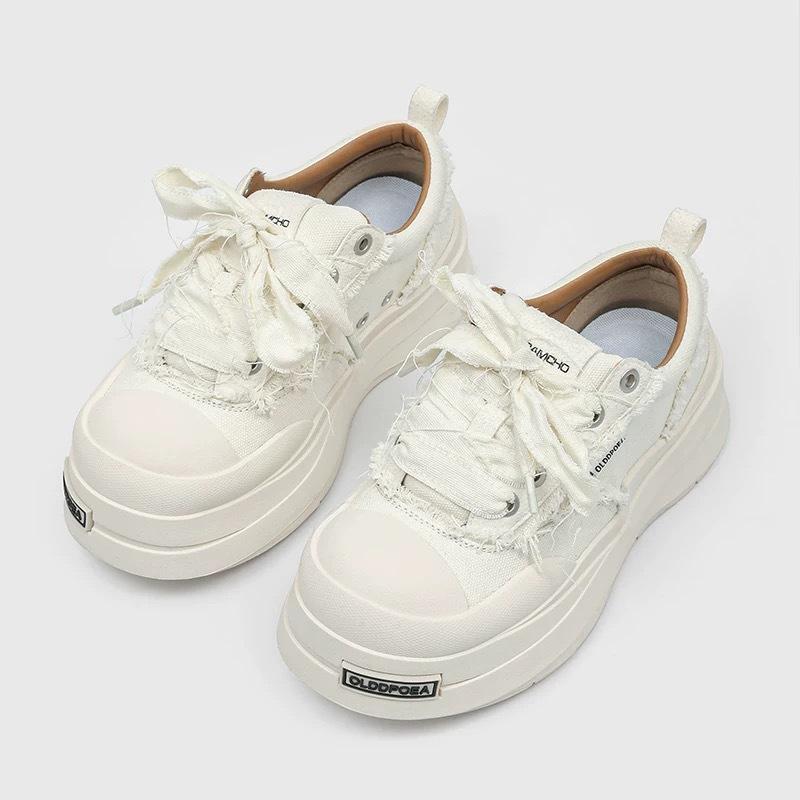 

Кеды на шнуровке, парусиновые, черно-белые, для пар, с большой головой, на платформе, мужские, трендовые, ретро, универсальные, увеличивающие рост, кеды на доске Male 44 бежевый