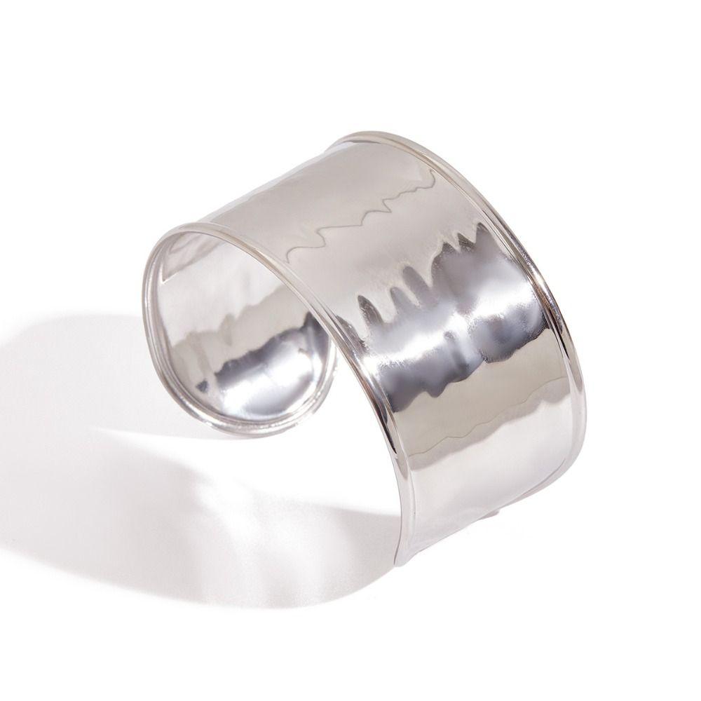 Stainless Steel Hammer Pattern Bracelet Hammered Texture Open Cuff Bangle Autumn Season